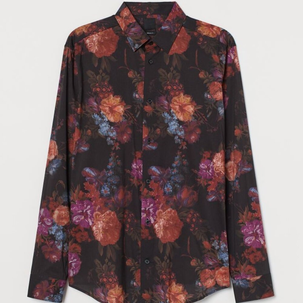 Black Floral Print Shirt